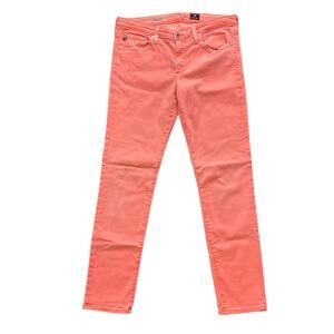 AG Adriano Goldschmied Slim Straight Stevie Ankle Neon Orange Denim Womens Sz 29